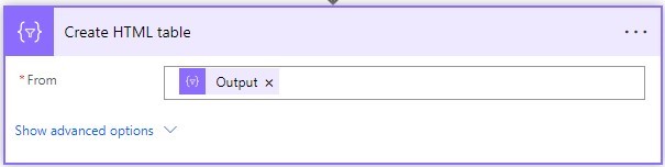 create HTML table from output