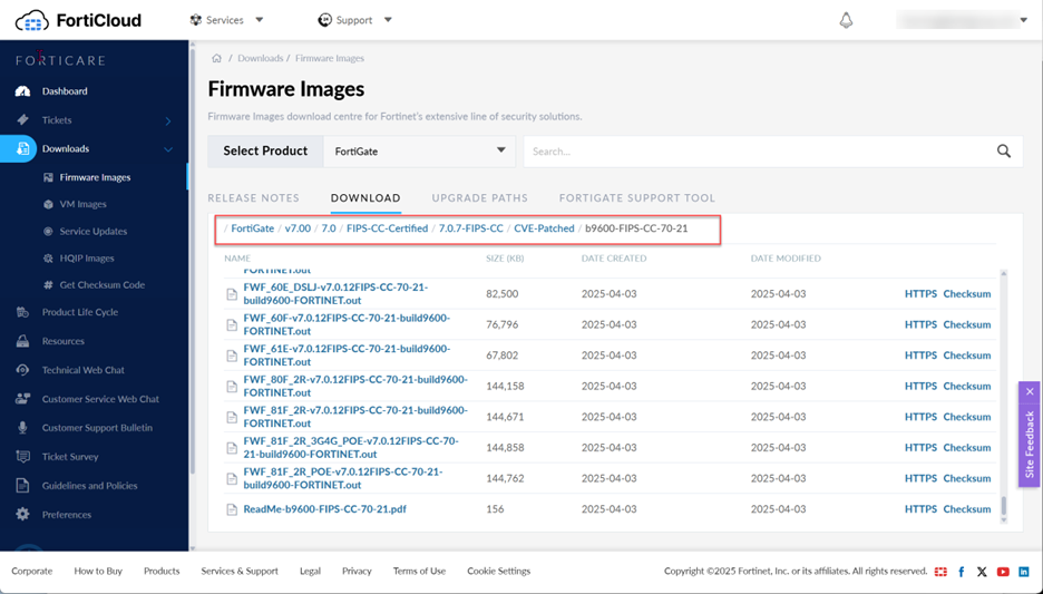 FIPS-CC certified firmware download