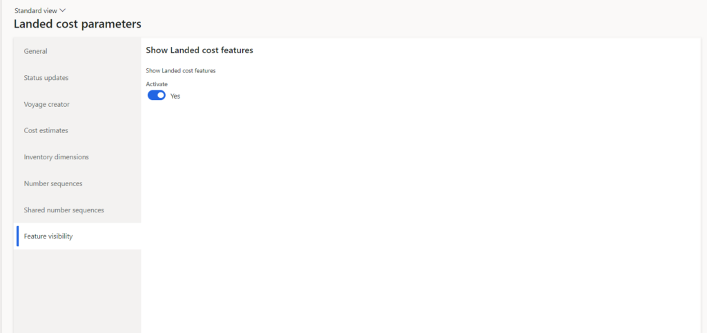 feature visibility setup