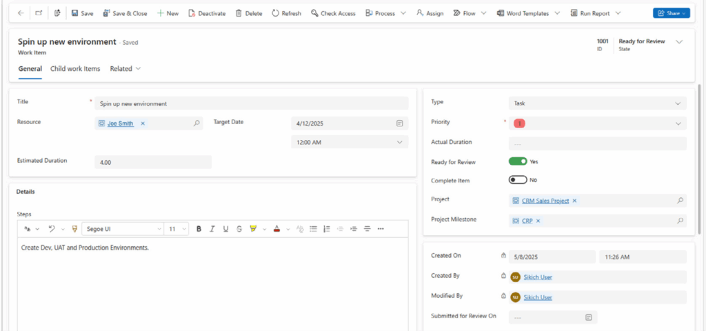 spin up new environment
